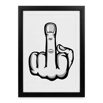 Middle Finger Cartoon Hand - Framed poster (27 × 37 cm) - black - Front