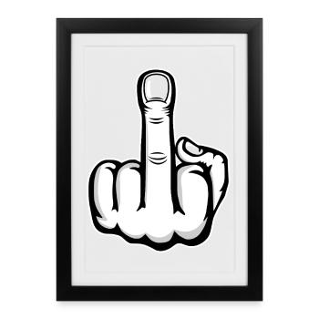 Doigt du milieu doigt puant design blanc - Affiche encadrée (27 × 37 cm) - noir - Devant