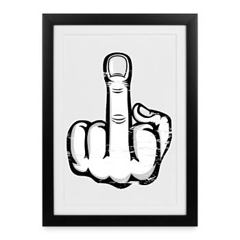 Doigt du majeur doigt puant design blanc utilisé - Affiche encadrée (27 × 37 cm) - noir - Devant