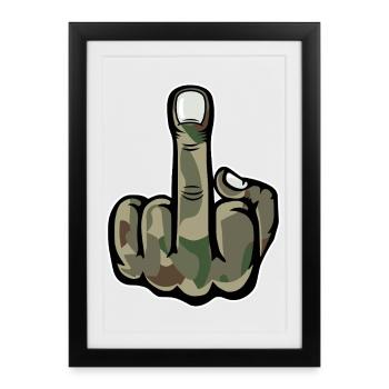 Middle Finger Stinky Finger Design Army - Framed poster (27 × 37 cm) - black - Front