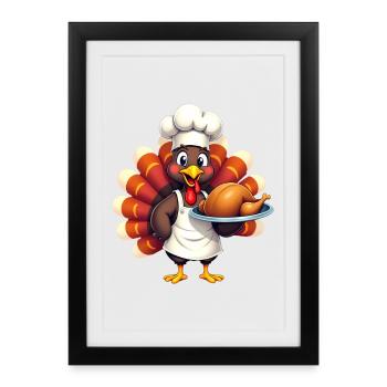 Cuisinier de dinde de Thanksgiving Thanksgiving - Affiche encadrée (27 × 37 cm) - noir - Devant