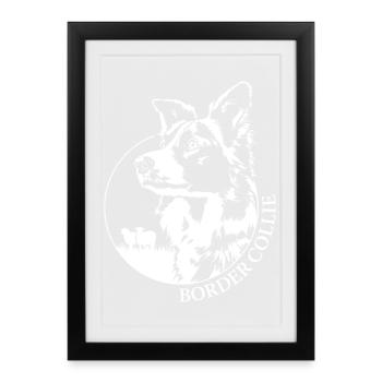 Working Border Collie Portrait Dog Dogs Wilsigns - Framed poster (27 × 37 cm) - black - Front