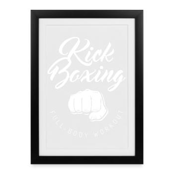 Kick Boxing – Full Body Workout Boxer Faust - Gerahmtes Poster (27 × 37 cm) - Schwarz - Vorne