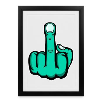 Middle Finger Stinky Finger Design Green - Framed poster (27 × 37 cm) - black - Front