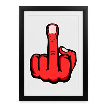 Doigt d’honneur doigt puant design rouge - Affiche encadrée (27 × 37 cm) - noir - Devant