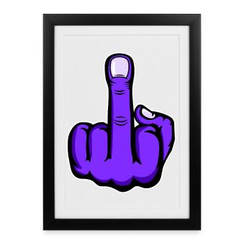 Mittelfinger_Lila - Framed poster (27 × 37 cm) - black - Front