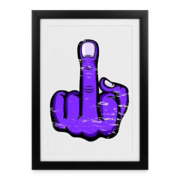 Middle Finger Stinky Finger Design Purple Used - Framed poster (27 × 37 cm) - black - Front