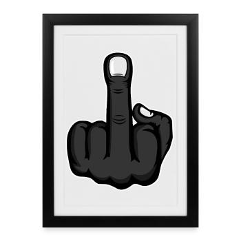 Doigt du milieu Stinky Finger Design Noir - Affiche encadrée (27 × 37 cm) - noir - Devant