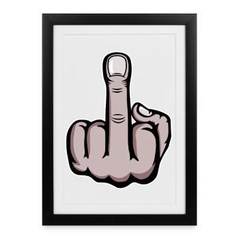 Doigt du milieu Conception de doigt puant - Affiche encadrée (27 × 37 cm) - noir - Devant