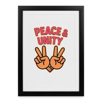 Peace & Unity Hand Peace Signs - Framed poster (27 × 37 cm) - black - Front