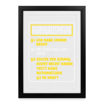 Handball Joueurs Handball Handball Cadeaux - Affiche encadrée (27 × 37 cm) - noir - Devant