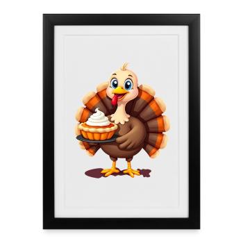 Thanksgiving Drôle Dinde de Thanksgiving - Affiche encadrée (27 × 37 cm) - noir - Devant