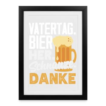 Drôle de cadeau de fête des pères papa bière - Affiche encadrée (27 × 37 cm) - noir - Devant