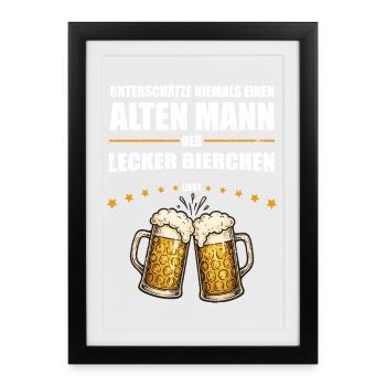 Cadeau pour le vieil homme qui aime la bière délicieuse - Affiche encadrée (27 × 37 cm) - noir - Devant