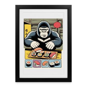 Gorilla Sushi - Affiche encadrée (27 × 37 cm) - noir - Devant