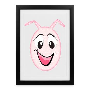 Petit monstre mignon Visage de lapin Coeurs - Affiche encadrée (27 × 37 cm) - noir - Devant