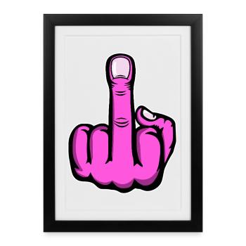 Doigt du milieu Doigt puant Baise Tu Design - Affiche encadrée (27 × 37 cm) - noir - Devant