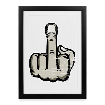 Doigt du milieu Doigt puant Baise Tu Design - Affiche encadrée (27 × 37 cm) - noir - Devant