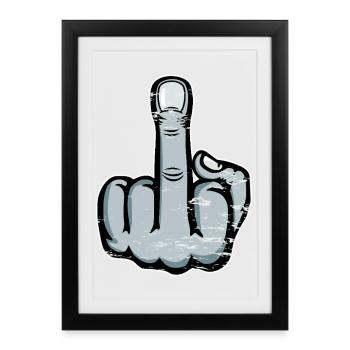Doigt d’honneur Doigt Puant Dessin utilisé - Affiche encadrée (27 × 37 cm) - noir - Devant