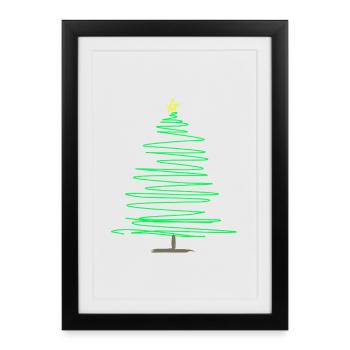 Green spiral fir tree with star - Framed poster (27 × 37 cm) - black - Front
