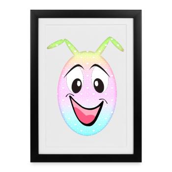 Pastel Cœurs Sourire Œuf Kawaii - Affiche encadrée (27 × 37 cm) - noir - Devant