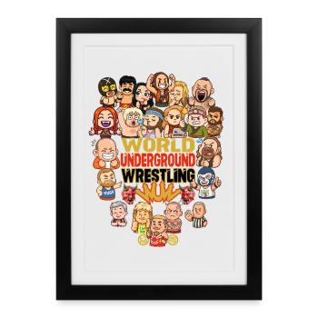 Dessins animés de lutte underground - Affiche encadrée (27 × 37 cm) - noir - Devant