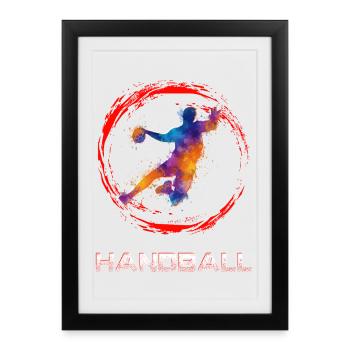 Handball - Affiche encadrée (27 × 37 cm) - noir - Devant