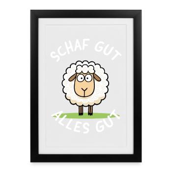 Sheep good, all good – Funny motif - Framed poster (27 × 37 cm) - black - Front