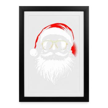 Père Noël cool, Père Noël, Père Noël - Affiche encadrée (27 × 37 cm) - noir - Devant
