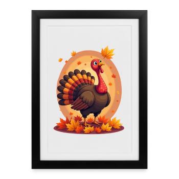 Thanksgiving Drôle Dinde de Thanksgiving - Affiche encadrée (27 × 37 cm) - noir - Devant