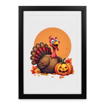 Thanksgiving Drôle Dinde de Thanksgiving - Affiche encadrée (27 × 37 cm) - noir - Devant