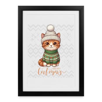 Kitten Christmas Knit Cozy - Framed poster (27 × 37 cm) - black - Front