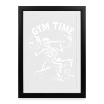 Gym Time Skeleton Lifter - Framed poster (27 × 37 cm) - black - Front