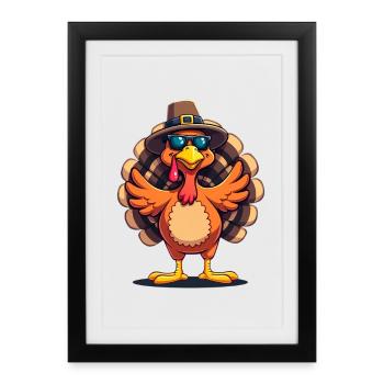 Thanksgiving Drôle Dinde de Thanksgiving - Affiche encadrée (27 × 37 cm) - noir - Devant