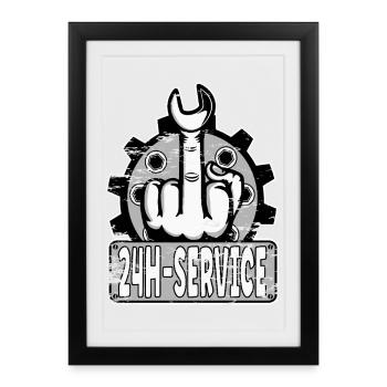 Middle Finger Stinker Finger 24h Service Design Grey - Framed poster (27 × 37 cm) - black - Front