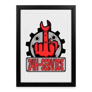 Middle Finger Stinker Finger 24h Service Design Red - Framed poster (27 × 37 cm) - black - Front