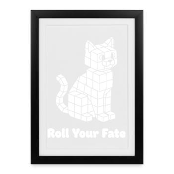 Dice Cat Roll Your Fate - Framed poster (27 × 37 cm) - black - Front