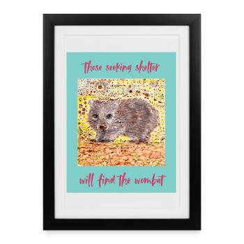 Refuge Wombat dans la Forêt - Affiche encadrée (27 × 37 cm) - noir - Devant