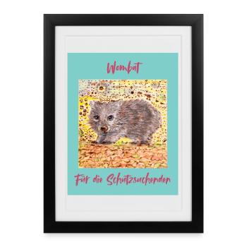 Illustration du chercheur de refuge Wombat - Affiche encadrée (27 × 37 cm) - noir - Devant