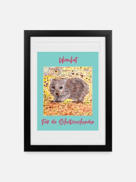 Wombat Shelter Seeker Illustration - Framed poster (27 × 37 cm) - black
