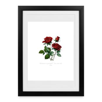 Motif rose Donne vie à la vie... - Affiche encadrée (27 × 37 cm) - noir - Devant