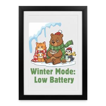 Mode hiver : Fatigué, Enveloppé et Affamé - Affiche encadrée (27 × 37 cm) - noir - Devant