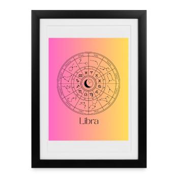 Libra Cercle Zodiac Équilibre - Affiche encadrée (27 × 37 cm) - noir - Devant