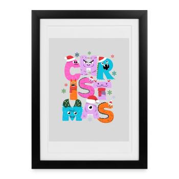 Monstres de Noël Rigolos - Affiche encadrée (27 × 37 cm) - noir - Devant