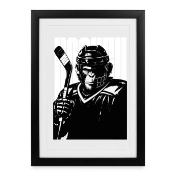 Bold Hockey Monkey  - Framed poster (27 × 37 cm) - black - Front