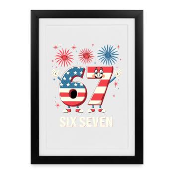 US Flag 67 Memes Six Seven - Affiche encadrée (27 × 37 cm) - noir - Devant