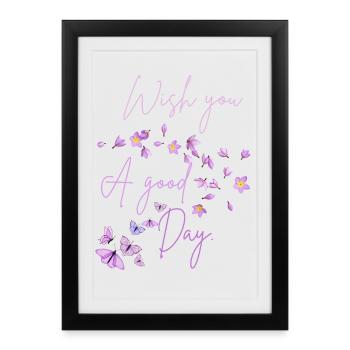 Je vous souhaite une bonne journée florale - Affiche encadrée (27 × 37 cm) - noir - Devant