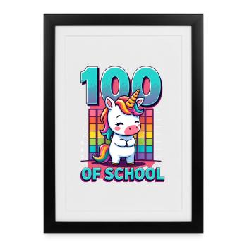 100e jour d’école 100 jour d’école des enfants - Affiche encadrée (27 × 37 cm) - noir - Devant