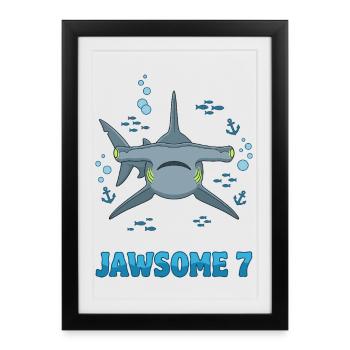 Anniversaire du requin-marteau de Jawsome 7 - Affiche encadrée (27 × 37 cm) - noir - Devant