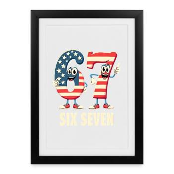 US Flag 67 Memes Six Seven - Affiche encadrée (27 × 37 cm) - noir - Devant